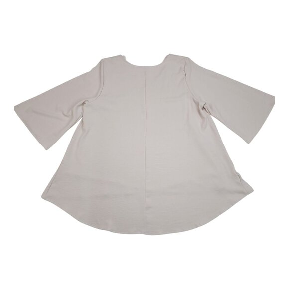 Jade By Jane Womens Poly Top V-Neck Bell Sleeve Beige Blouse Made In USA Size XL - Picture 2 of 7